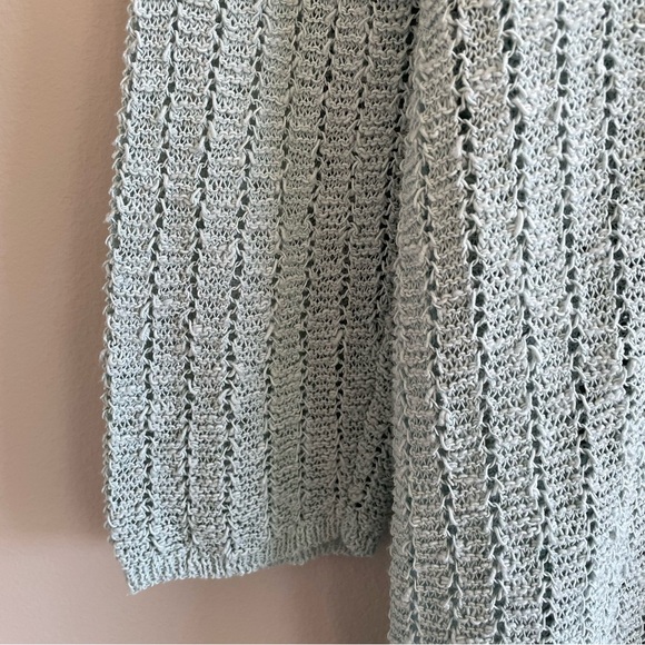 J. Jill Women's Open-Knit V-Neck Sweater Aegean Mist Size Medium Petite - Picture 7 of 9